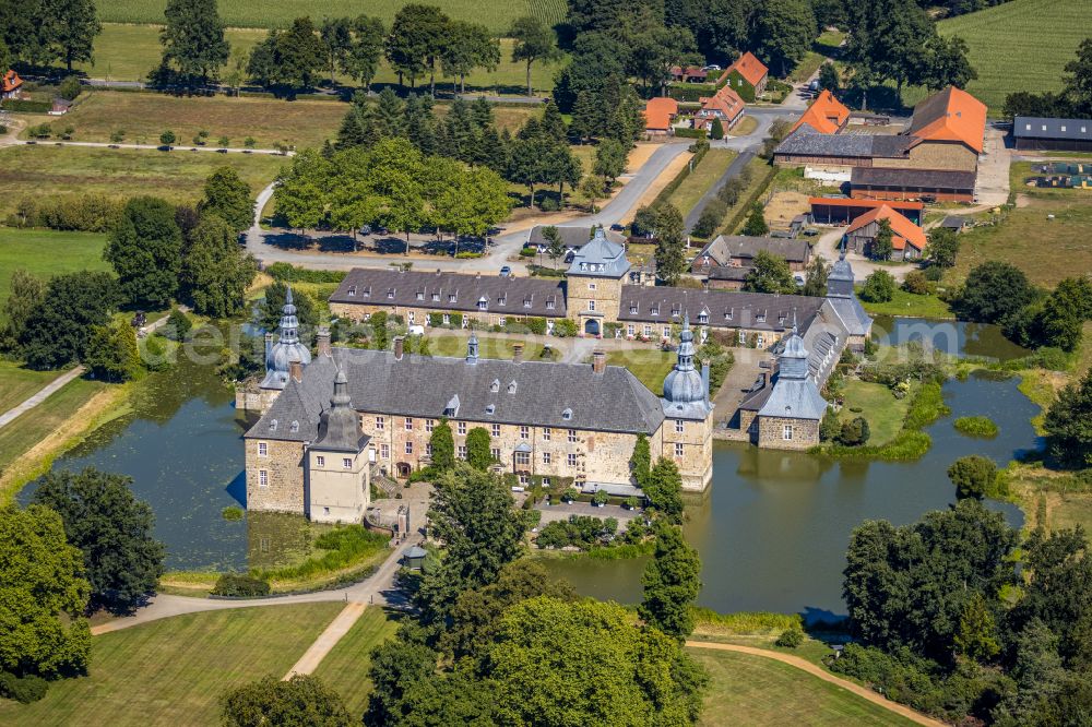 Lembeck from above - Building and castle park systems of water castle in Lembeck at Ruhrgebiet in the state North Rhine-Westphalia, Germany