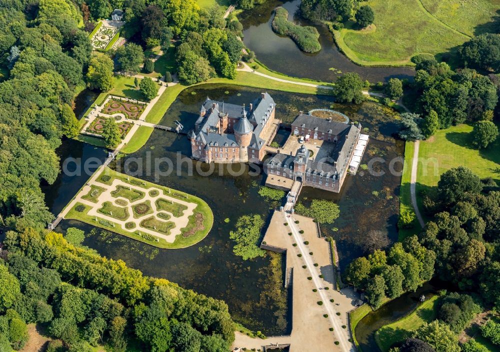 Isselburg from above - Building and castle park systems of water castle Museum Wasserburg Anholt in Isselburg in the state North Rhine-Westphalia