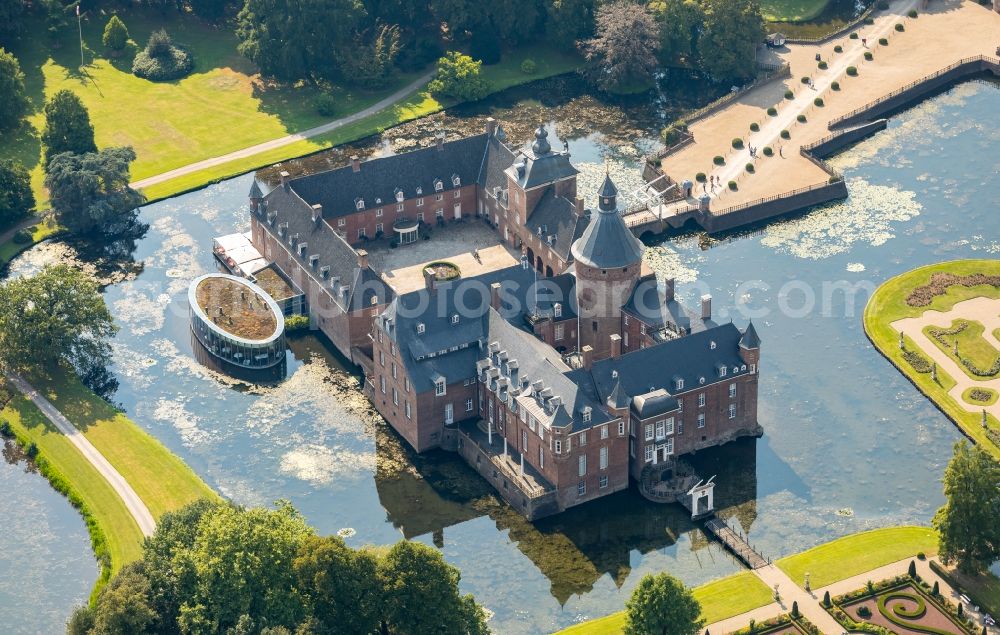 Isselburg from above - Building and castle park systems of water castle Museum Wasserburg Anholt in Isselburg in the state North Rhine-Westphalia