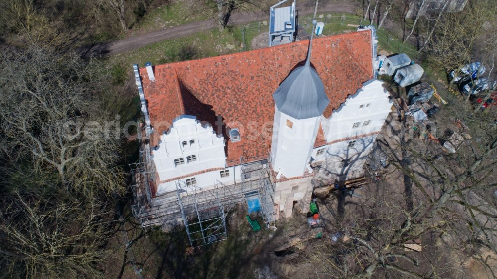 Aerial image Quilow - Building and castle park systems of water castle in Quilow in the state Mecklenburg - Western Pomerania, Germany