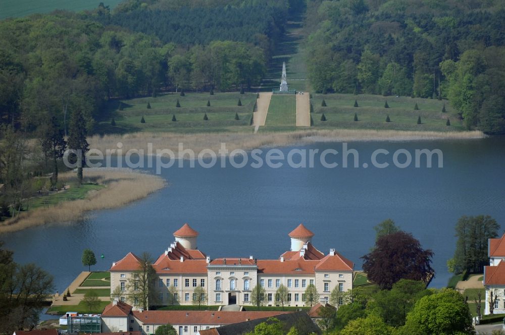 Aerial image Rheinsberg - Building and castle park systems of water castle Rheinsberg in Rheinsberg in the state Brandenburg