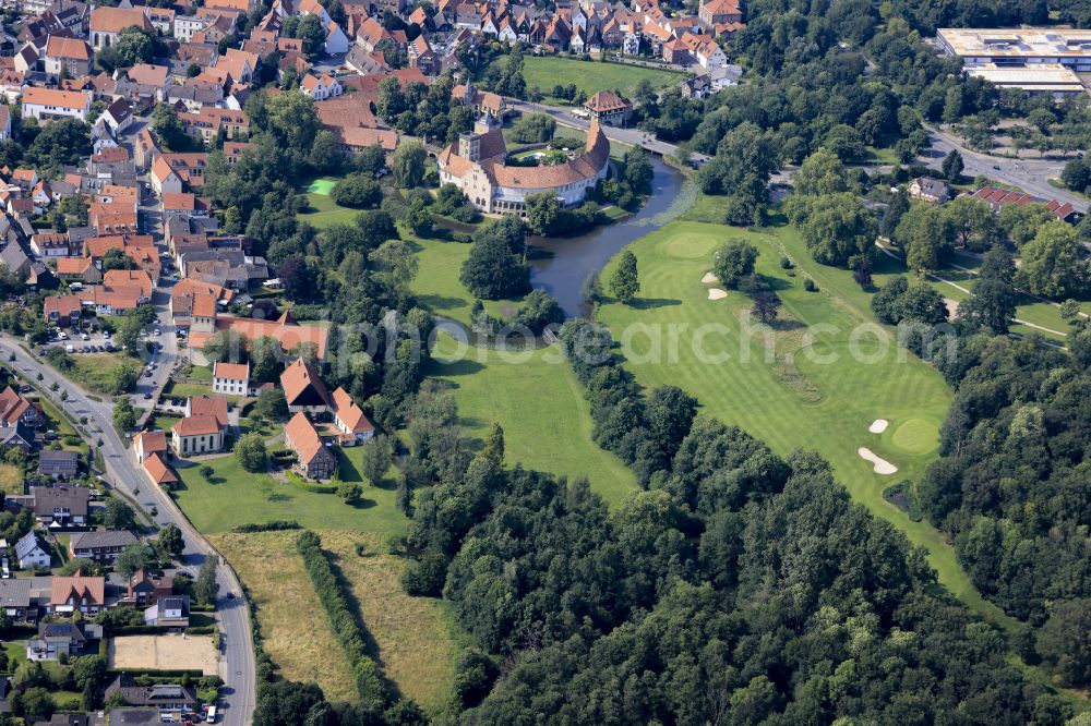 Steinfurt from above - Building and castle park systems of water castle in the district Burgsteinfurt in Steinfurt in the state North Rhine-Westphalia, Germany