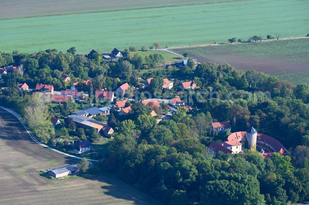 Westerburg from above - Building and castle park systems of water castle in Westerburg in the state Saxony-Anhalt, Germany