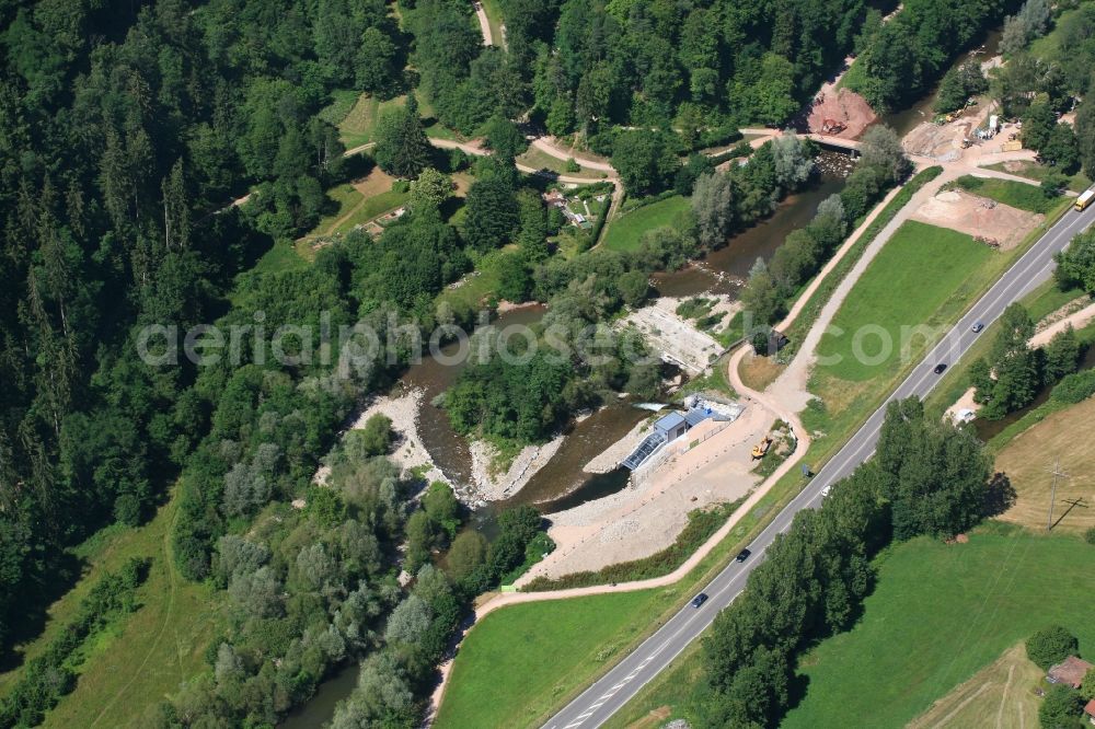 Aerial photograph Maulburg - Construction works for the hydroelectric power plant at the river Wiese in Maulburg in the state Baden-Wurttemberg, Germany