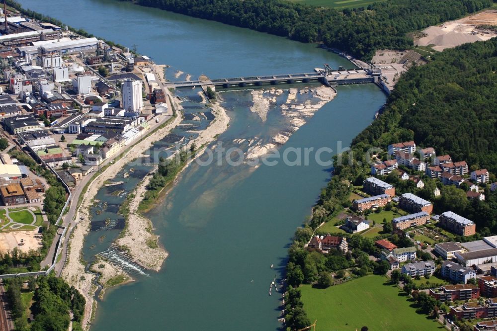 Rheinfelden (Baden) from the bird's eye view: The new hydropower plant in Rheinfelden (Baden) in the state of Baden-Wuerttemberg