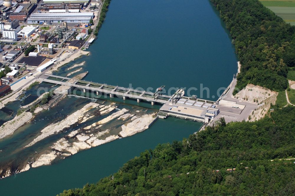 Rheinfelden (Baden) from the bird's eye view: The new hydropower plant in Rheinfelden (Baden) in the state of Baden-Wuerttemberg