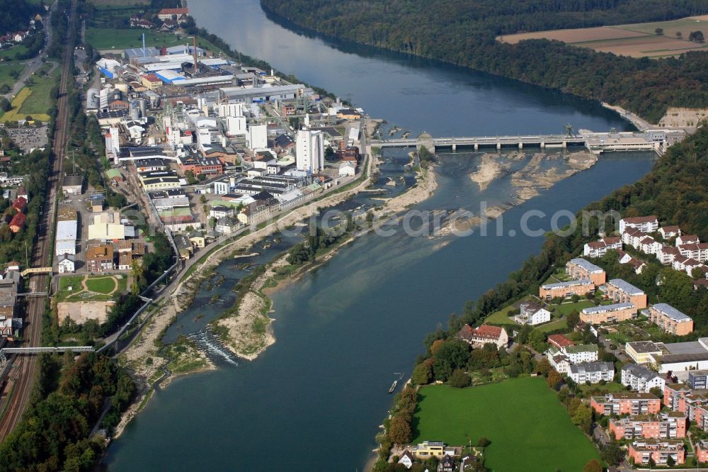 Rheinfelden (Baden) from above - The new hydropower plant in Rheinfelden (Baden) in the state of Baden-Wuerttemberg