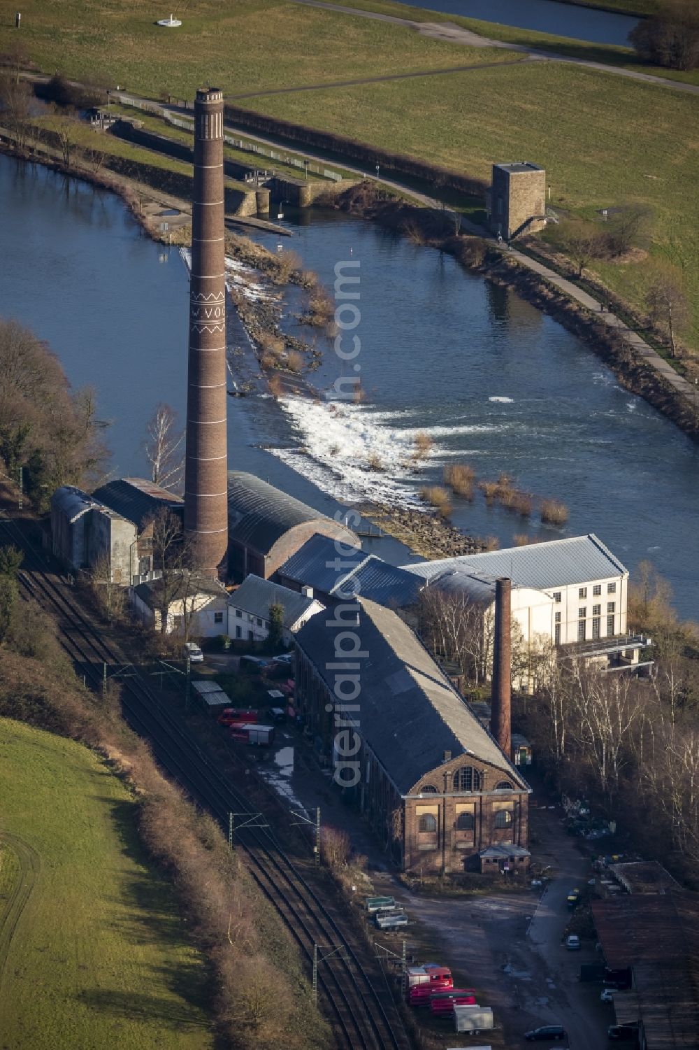 Essen from the bird's eye view: The hydroelectric power plant Horster mill in the Ruhr in Essen in North Rhine-Westphalia