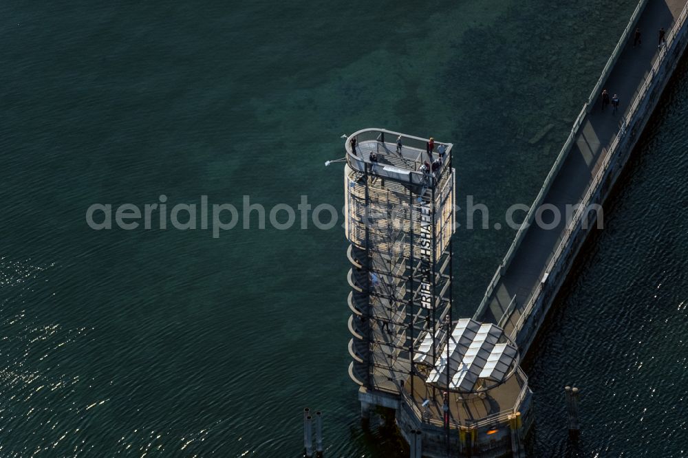 Aerial image Friedrichshafen - Water surface at the seaside mole of in Friedrichshafen in the state Baden-Wuerttemberg, Germany