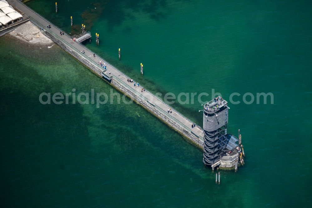 Friedrichshafen from the bird's eye view: Water surface at the seaside mole of in Friedrichshafen in the state Baden-Wuerttemberg, Germany