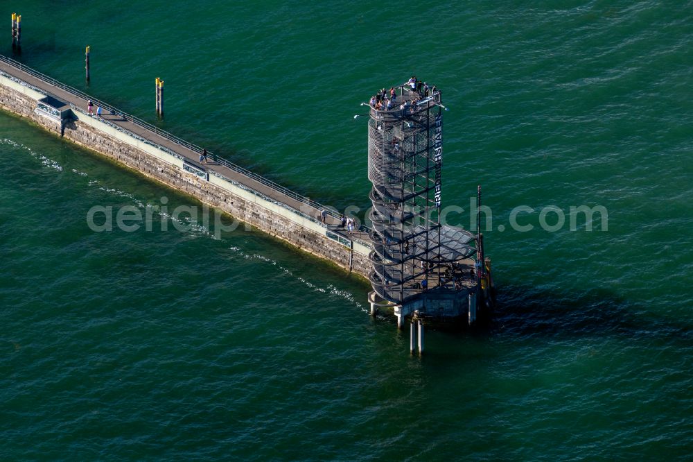 Aerial image Friedrichshafen - Water surface at the seaside mole of in Friedrichshafen in the state Baden-Wuerttemberg, Germany