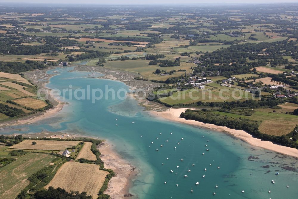 Saint-Briac-sur-Mer from above - Water surface at the bay along the sea coast at the river Le Drouet in Saint-Briac-sur-Mer in Brittany, France