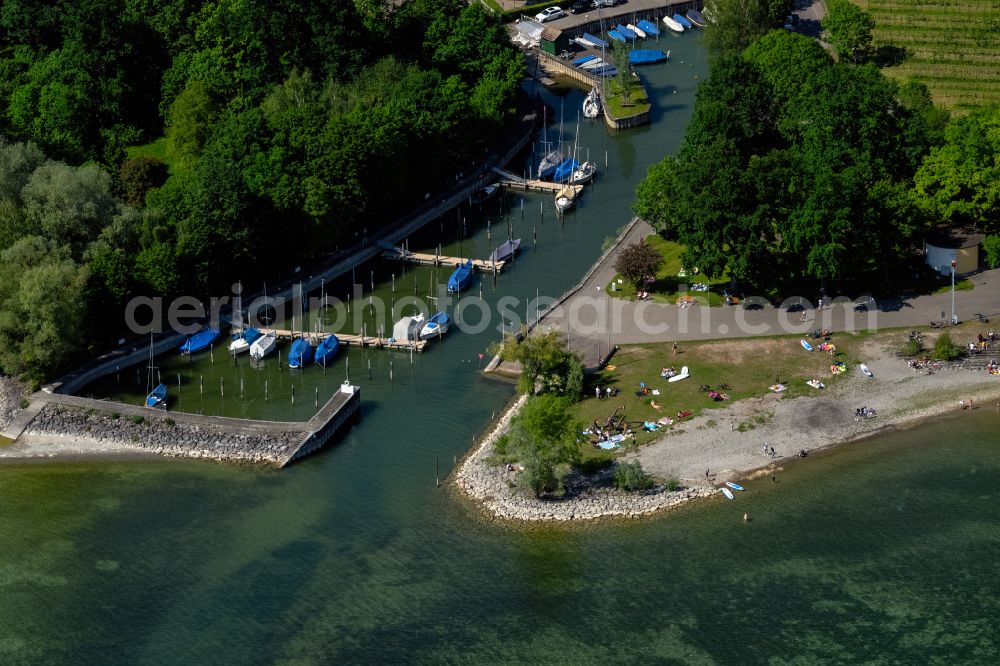 Aerial image Fischbach - Mole at the water surface at the Mole Fischbach at Lake Constance in Fischbach am Bodensee in the state Baden-Wurttemberg, Germany