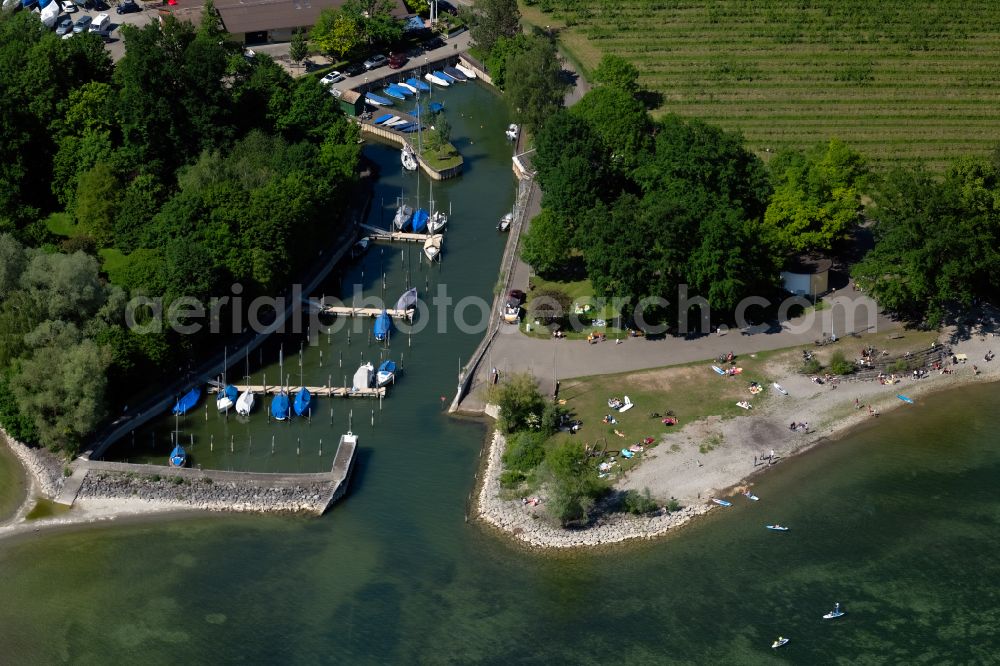 Aerial photograph Fischbach - Mole at the water surface at the Mole Fischbach at Lake Constance in Fischbach am Bodensee in the state Baden-Wurttemberg, Germany