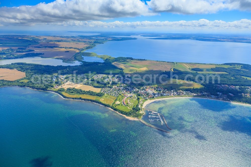 Glowe from above - Water surface at the seaside in Glowe in the state Mecklenburg - Western Pomerania, Germany