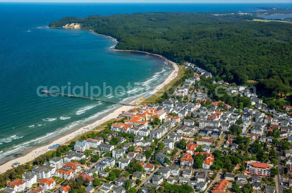 Binz from above - Water surface at the seaside the Baltic Sea in Binz in the state Mecklenburg - Western Pomerania