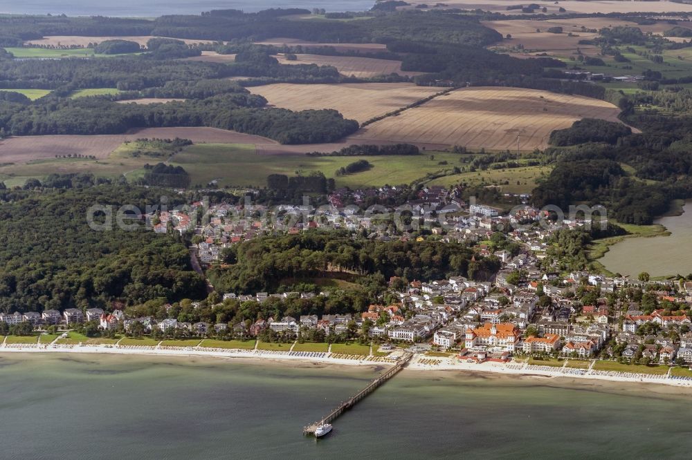 Aerial image Binz - Water surface at the seaside the Baltic Sea in Binz in the state Mecklenburg - Western Pomerania