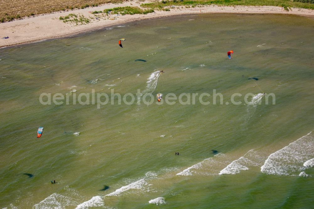 Göhren from above - Water surface at the seaside the Baltic Sea in Goehren in the state Mecklenburg - Western Pomerania