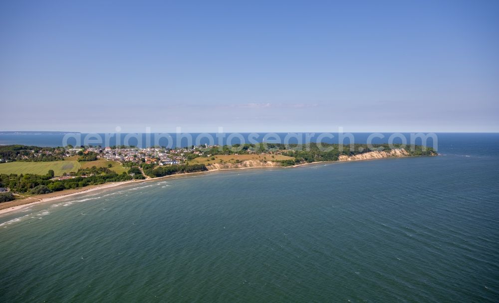 Aerial image Göhren - Water surface at the seaside the Baltic Sea in Goehren in the state Mecklenburg - Western Pomerania