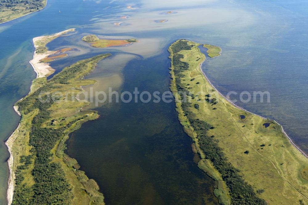 Insel Hiddensee from above - Water surface at the seaside the Baltic Sea on the island Hiddensee in the state Mecklenburg - Western Pomerania