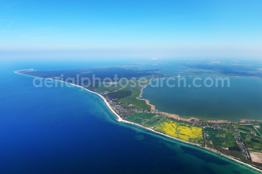 Ahrenshoop from above - Water surface at the seaside Baltic Sea in the district Althagen in Ahrenshoop in the state Mecklenburg - Western Pomerania