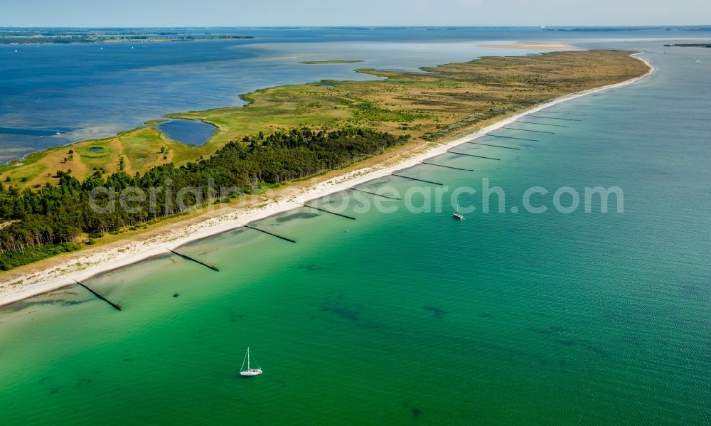 Aerial photograph Insel Hiddensee - Water surface at the seaside Baltic Sea in the district Plogshagen in Insel Hiddensee in the state Mecklenburg - Western Pomerania