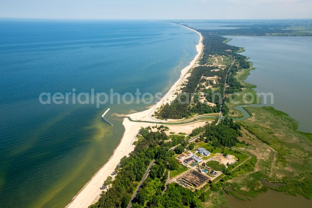 Uniescie from above - Water surface at the seaside the Baltic Sea in Uniescie in West Pomerania, Poland