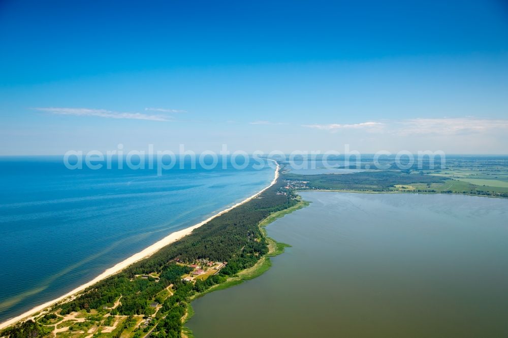 Aerial photograph Uniescie - Water surface at the seaside the Baltic Sea in Uniescie in West Pomerania, Poland