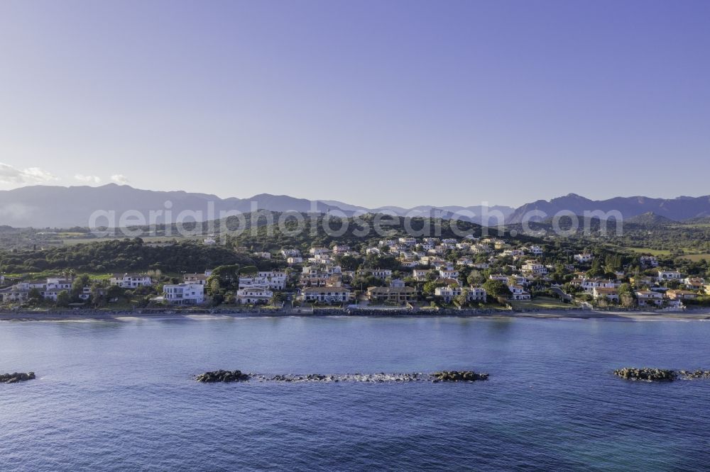 Aerial photograph Perd'e Sali - Water surface at the seaside of the Tyrrhenian Sea in the Mediterranean Sea in Perd'e Sali in Sardegna - Sardinia, Italy