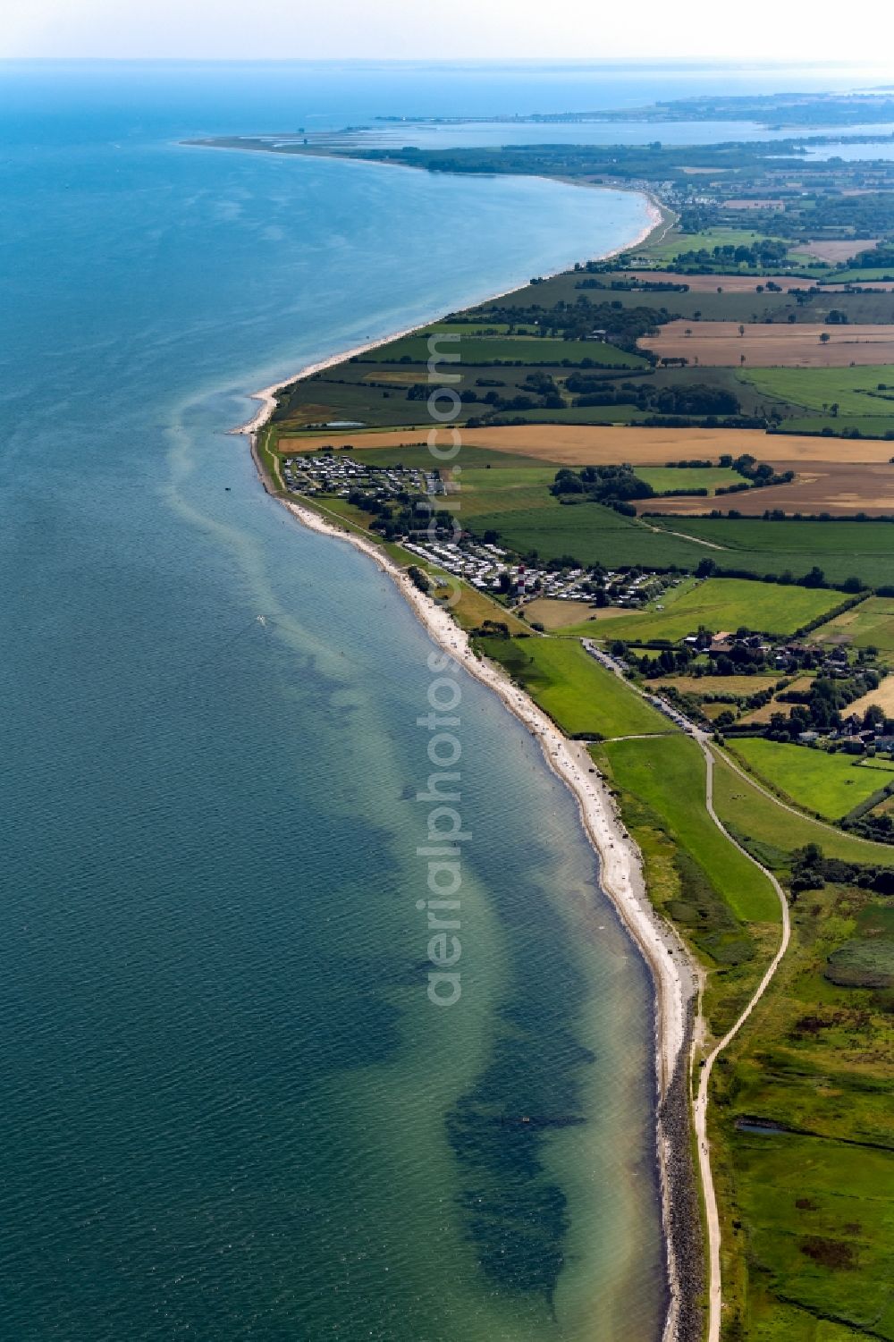 Aerial image Pommerby - Water surface at the seaside in Pommerby on the baltic sea in the state Schleswig-Holstein, Germany