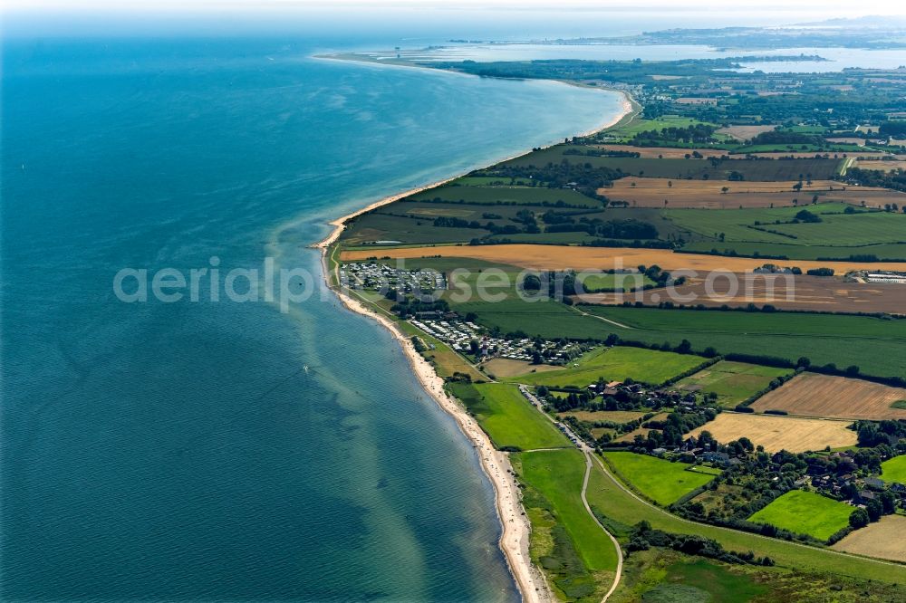 Aerial photograph Pommerby - Water surface at the seaside in Pommerby on the baltic sea in the state Schleswig-Holstein, Germany