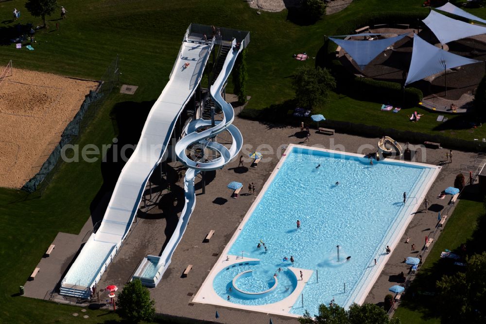 Aerial photograph Kreuzlingen - Waterslide on Swimming pool of the Schwimmbad Hoernli in Kreuzlingen at Bodensee in the canton Thurgau, Switzerland