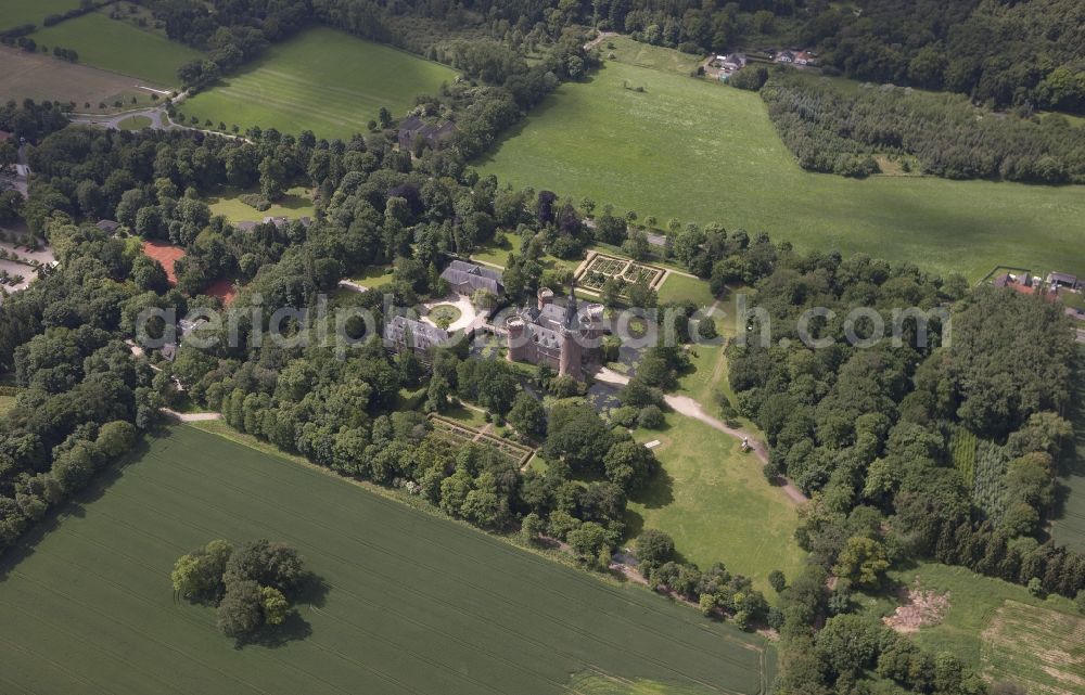 Aerial image Bedburg-Hau - 06/02/2012 Bedburg-Hau View of the water tower Moyland in the state of North Rhine-Westphalia. The neo-Gothic monument is home to a museum's extensive collection of modern art of the brothers van der Grinten and is a popular destination on the Lower Rhine