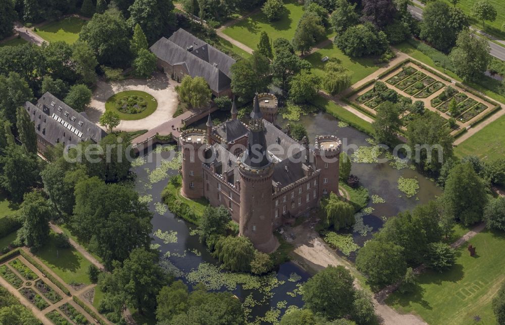 Aerial photograph Bedburg-Hau - 06/02/2012 Bedburg-Hau View of the water tower Moyland in the state of North Rhine-Westphalia. The neo-Gothic monument is home to a museum's extensive collection of modern art of the brothers van der Grinten and is a popular destination on the Lower Rhine