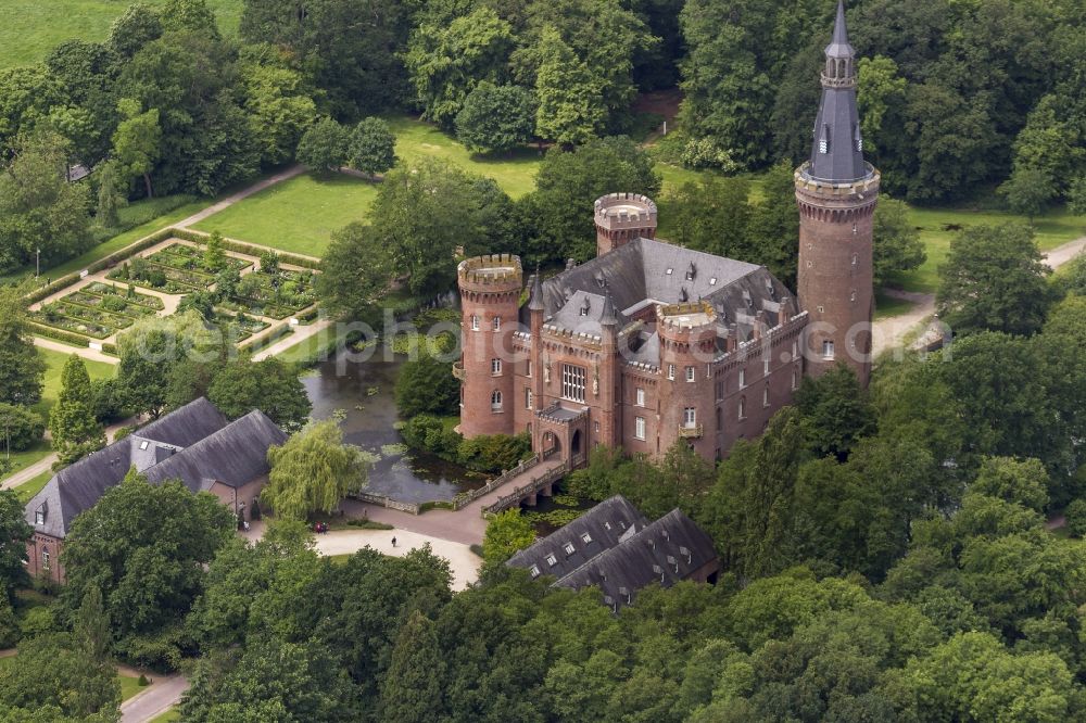 Aerial image Bedburg-Hau - 06/09/2012 Bedburg-Hau View of the water tower Moyland in the state of North Rhine-Westphalia. The neo-Gothic monument is home to a museum's extensive collection of modern art of the brothers van der Grinten and is a popular destination on the Lower Rhine