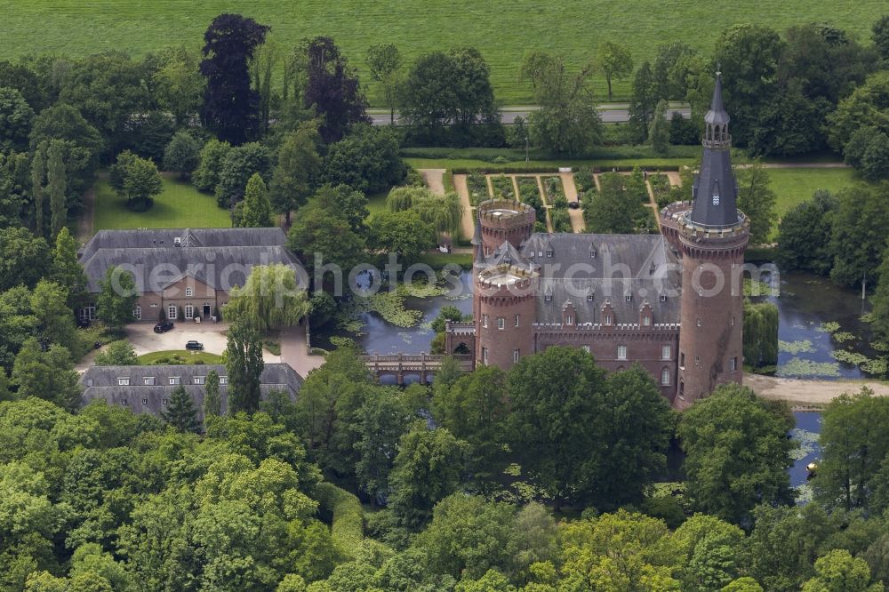 Bedburg-Hau from the bird's eye view: 06/09/2012 Bedburg-Hau View of the water tower Moyland in the state of North Rhine-Westphalia. The neo-Gothic monument is home to a museum's extensive collection of modern art of the brothers van der Grinten and is a popular destination on the Lower Rhine