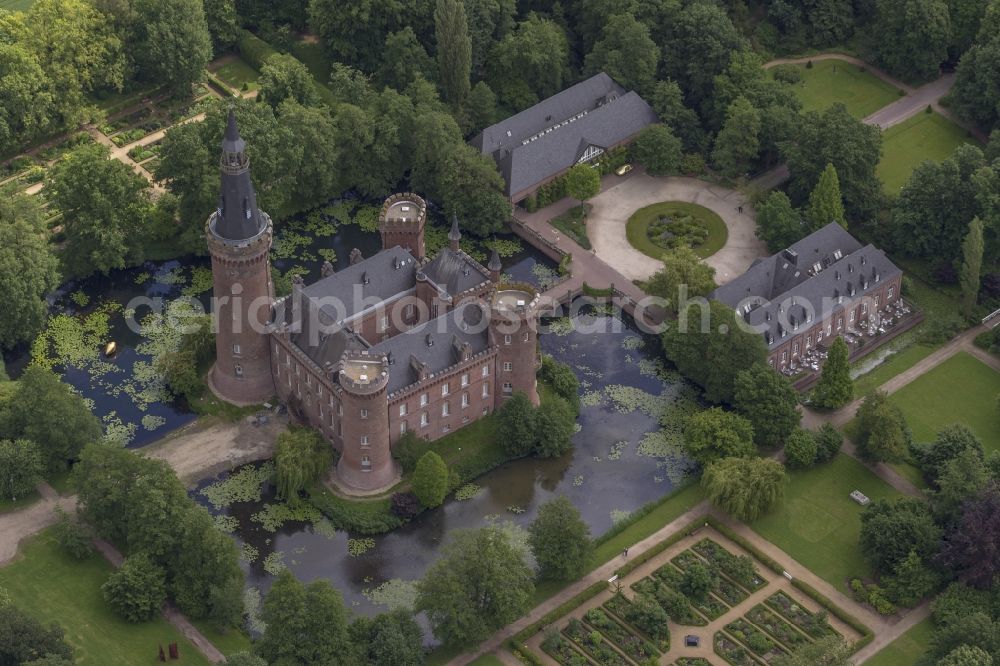 Aerial photograph Bedburg-Hau - 06/09/2012 Bedburg-Hau View of the water tower Moyland in the state of North Rhine-Westphalia. The neo-Gothic monument is home to a museum's extensive collection of modern art of the brothers van der Grinten and is a popular destination on the Lower Rhine