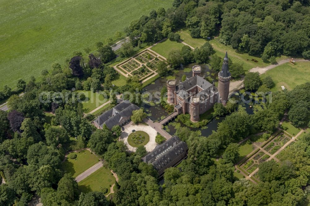 Aerial image Bedburg-Hau - 06/09/2012 Bedburg-Hau View of the water tower Moyland in the state of North Rhine-Westphalia. The neo-Gothic monument is home to a museum's extensive collection of modern art of the brothers van der Grinten and is a popular destination on the Lower Rhine