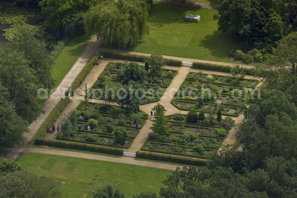 Bedburg-Hau from the bird's eye view: 06/09/2012 Bedburg-Hau View of the water tower Moyland in the state of North Rhine-Westphalia. The neo-Gothic monument is home to a museum's extensive collection of modern art of the brothers van der Grinten and is a popular destination on the Lower Rhine