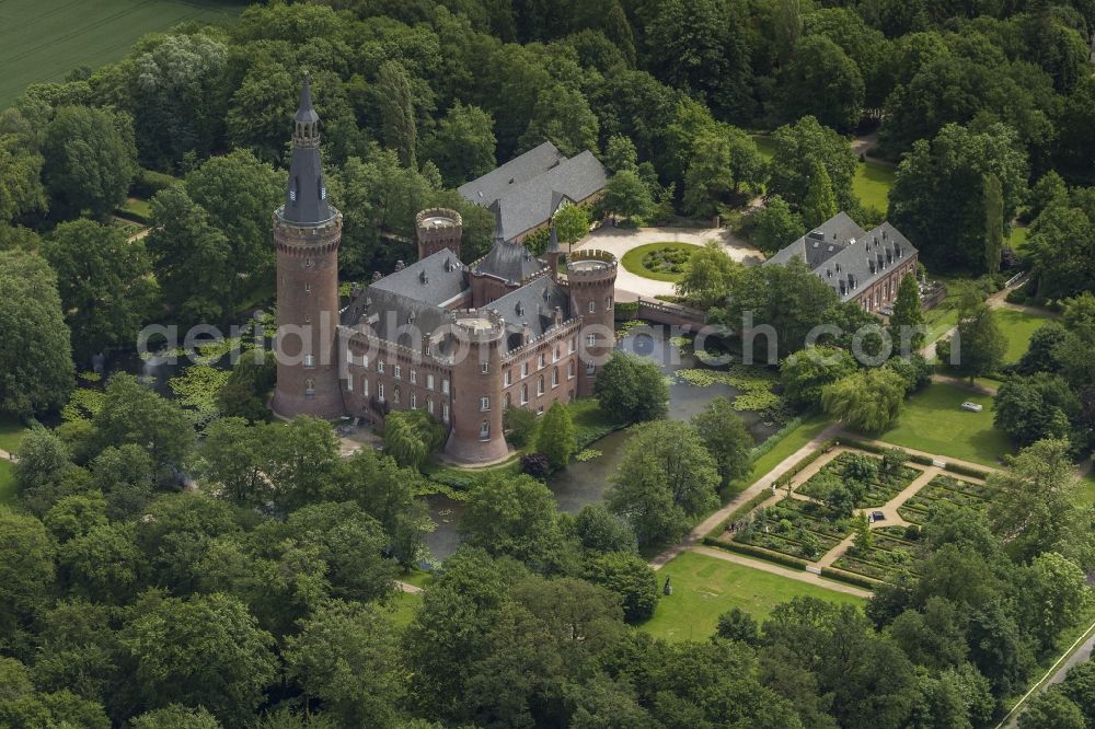 Aerial image Bedburg-Hau - 06/09/2012 Bedburg-Hau View of the water tower Moyland in the state of North Rhine-Westphalia. The neo-Gothic monument is home to a museum's extensive collection of modern art of the brothers van der Grinten and is a popular destination on the Lower Rhine