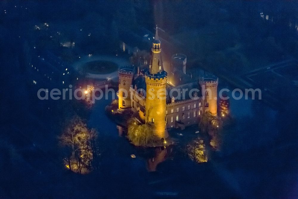 Bedburg-Hau from the bird's eye view: 06/09/2012 Bedburg-Hau View of the water tower Moyland in the state of North Rhine-Westphalia. The neo-Gothic monument is home to a museum's extensive collection of modern art of the brothers van der Grinten and is a popular destination on the Lower Rhine