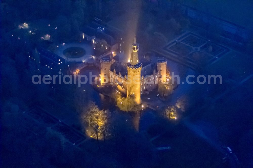 Bedburg-Hau from above - 06/09/2012 Bedburg-Hau View of the water tower Moyland in the state of North Rhine-Westphalia. The neo-Gothic monument is home to a museum's extensive collection of modern art of the brothers van der Grinten and is a popular destination on the Lower Rhine