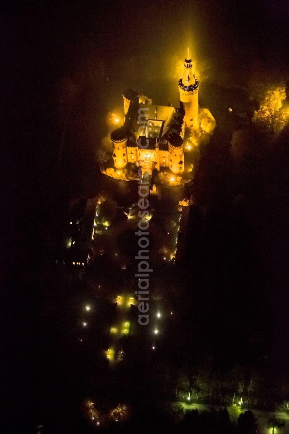 Aerial photograph Bedburg-Hau - 06/09/2012 Bedburg-Hau View of the water tower Moyland in the state of North Rhine-Westphalia. The neo-Gothic monument is home to a museum's extensive collection of modern art of the brothers van der Grinten and is a popular destination on the Lower Rhine