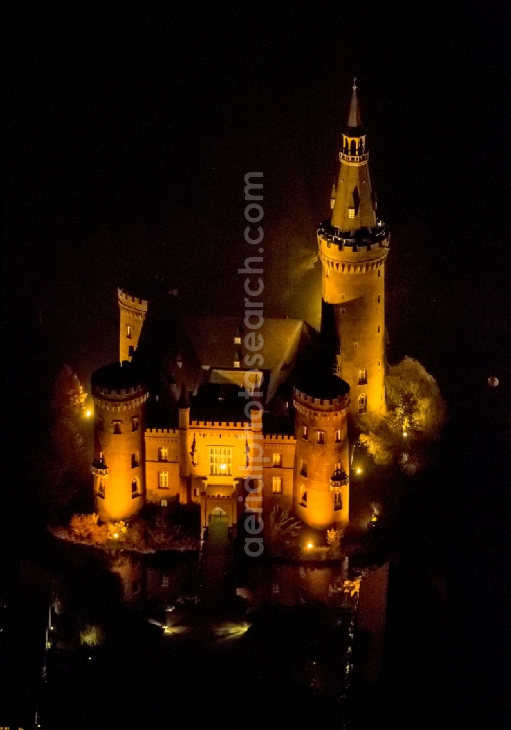 Aerial image Bedburg-Hau - 06/09/2012 Bedburg-Hau View of the water tower Moyland in the state of North Rhine-Westphalia. The neo-Gothic monument is home to a museum's extensive collection of modern art of the brothers van der Grinten and is a popular destination on the Lower Rhine