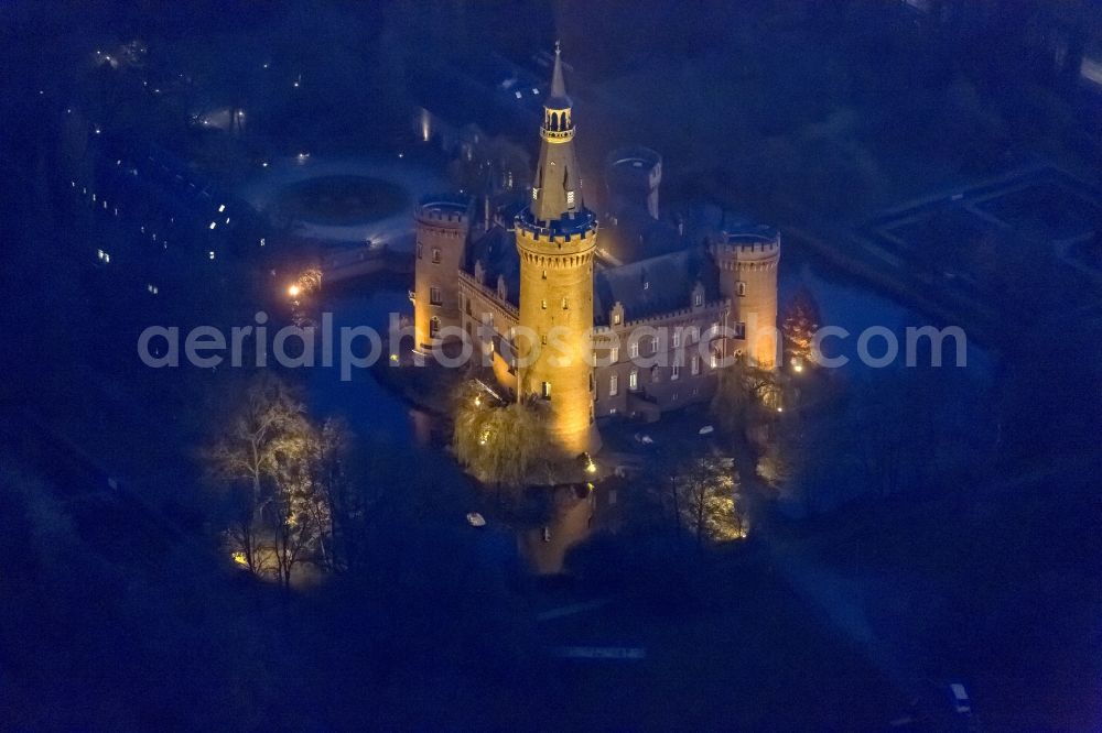 Bedburg-Hau from above - 06/09/2012 Bedburg-Hau View of the water tower Moyland in the state of North Rhine-Westphalia. The neo-Gothic monument is home to a museum's extensive collection of modern art of the brothers van der Grinten and is a popular destination on the Lower Rhine