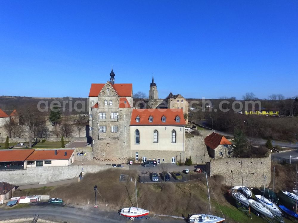 Aerial photograph Seeburg - Building and castle park systems of water castle on Vietzbach in Seeburg in the state Saxony-Anhalt, Germany