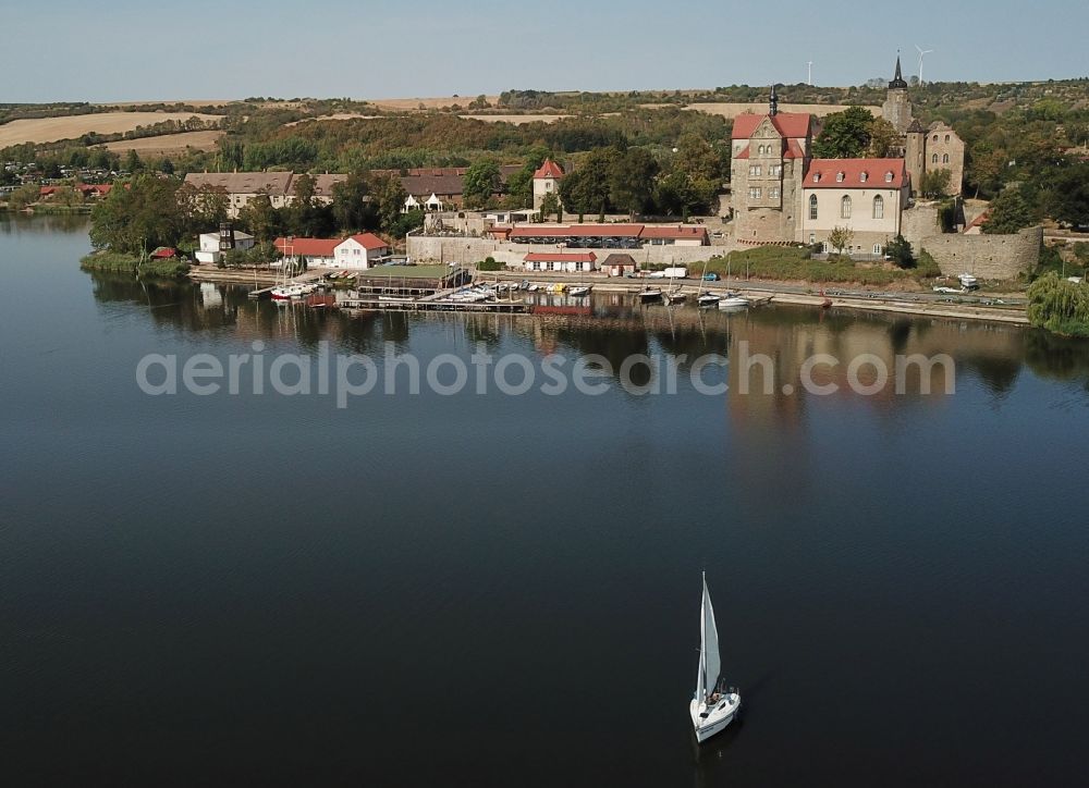 Aerial image Seegebiet Mansfelder Land - Building and castle park systems of water castle on Vietzbach in Seeburg in the state Saxony-Anhalt, Germany