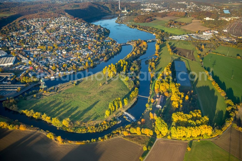 Wetter (Ruhr) from above - Water protection area Volmarstein in in Wetter (Ruhr) in the state North Rhine-Westphalia