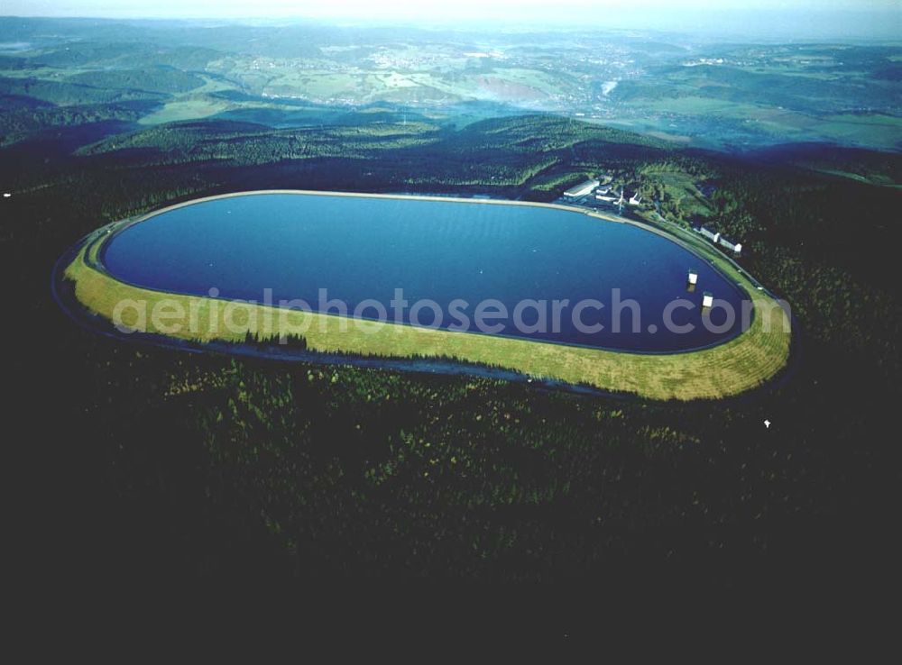 Schlettau from above - 01.10.2002 Wasserspeicher auf dem Scheibenberg bei Schlettau im Erzgeb.