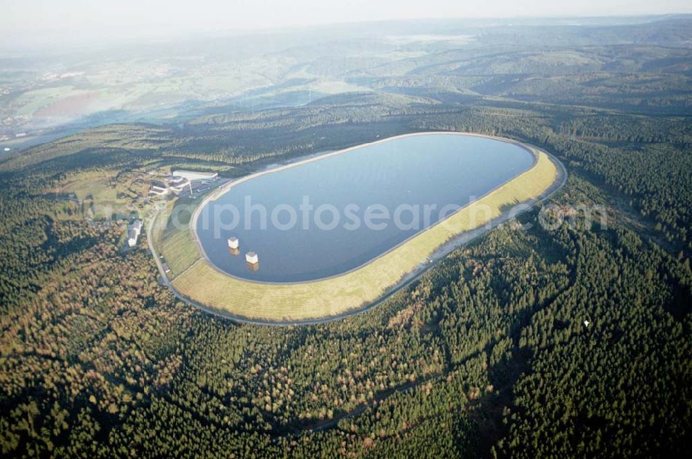 Schlettau from the bird's eye view: 01.10.2002 Wasserspeicher auf dem Scheibenberg bei Schlettau im Erzgeb.